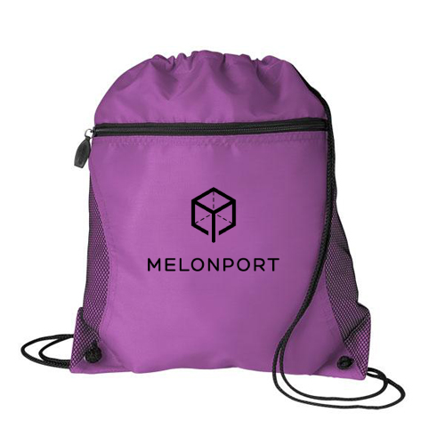 Mesh Pocket Drawcord Sport Pack Backpack Purple