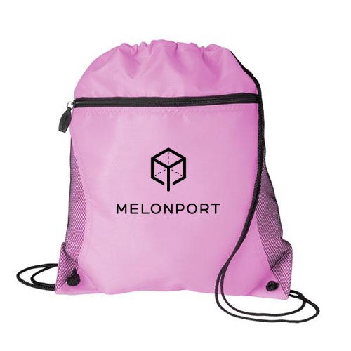 Mesh Pocket Drawcord Sport Pack Backpack Pink