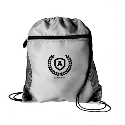 Mesh Pocket Drawcord Sport Pack Backpack Gray
