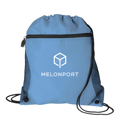 Mesh Pocket Drawcord Sport Pack Backpack Light Blue