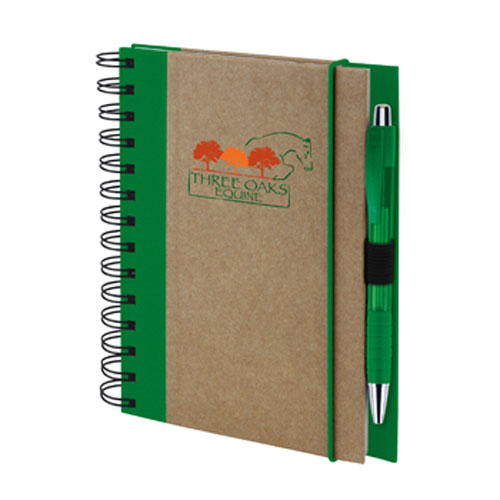 Custom Recycled Color Spine Spiral Notebook Brown/Green