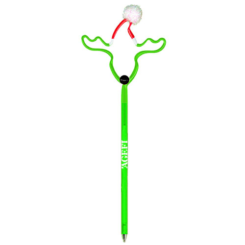 Reindeer With Santa Hat Pen Translucent Lime Green