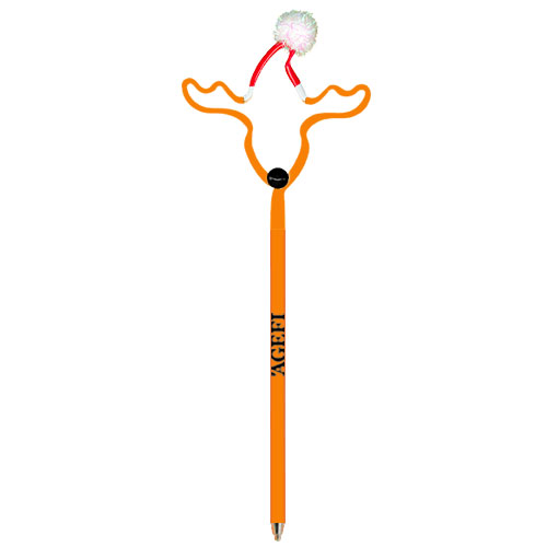 Reindeer With Santa Hat Pen Opaque Orange
