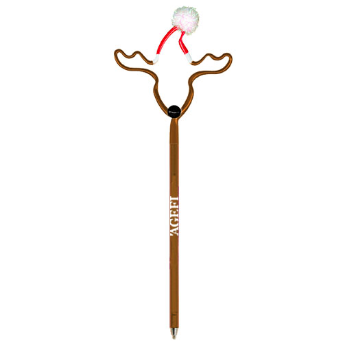 Reindeer With Santa Hat Pen Translucent Brown