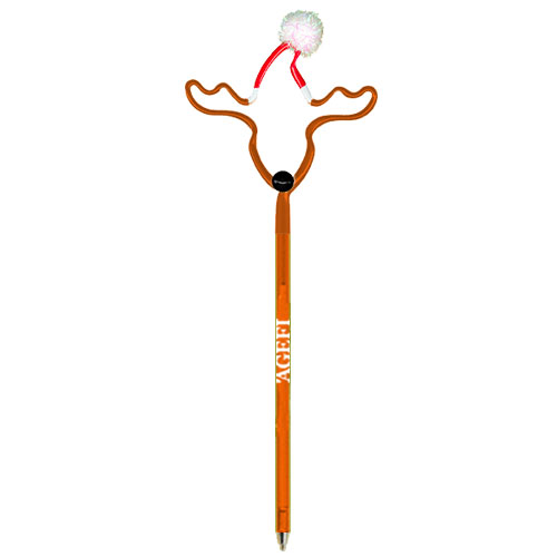 Reindeer With Santa Hat Pen Translucent Burnt Orange