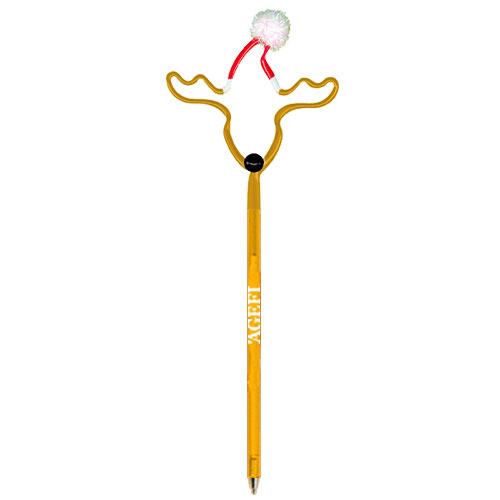 Reindeer With Santa Hat Pen Translucent Gold