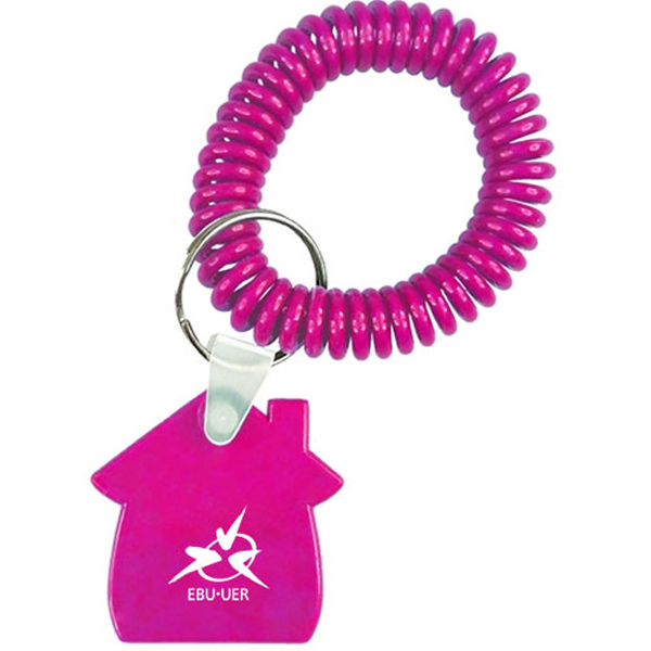 House Spiral Wrist Coil Key Tag Pink