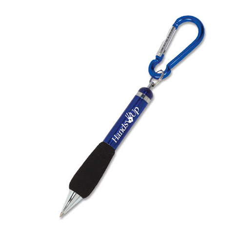 Metal Pen with Carabiner Blue