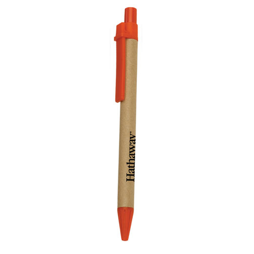 Custom Eco Paper Barrel Pen Natural/Red