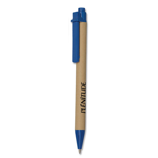 Custom Eco Paper Barrel Pen Natural/Blue