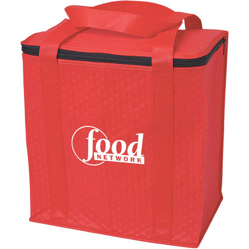 Zippered Insulated Custom Grocery Tote Bag  Red
