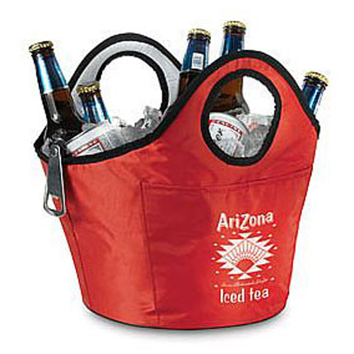 Portable Ice Bucket Beverage Carrier Red