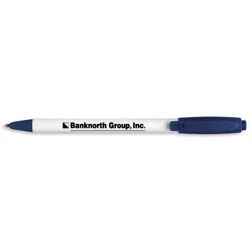 Papermate Sport Retractable Pen White Barrel/Navy Trim