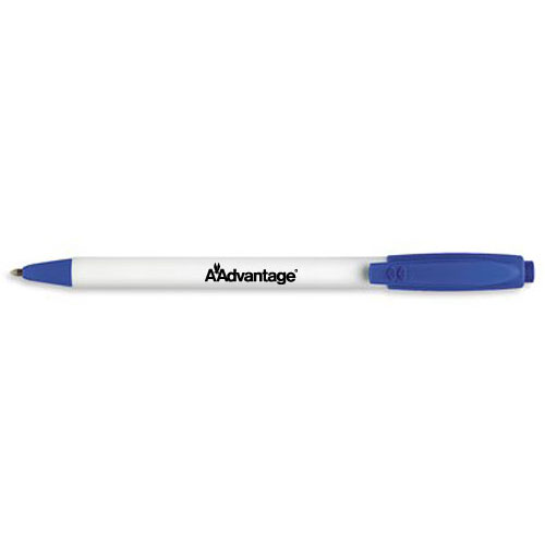 Papermate Sport Retractable Pen White Barrel Bright Blue Trim
