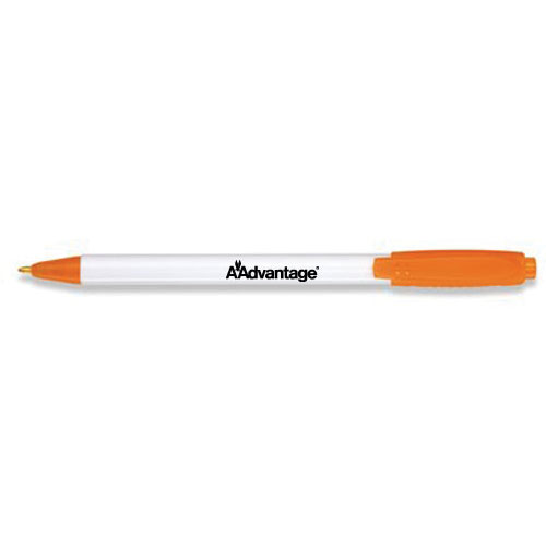 Papermate Sport Retractable Pen White Barrel Translucent Orange Trim