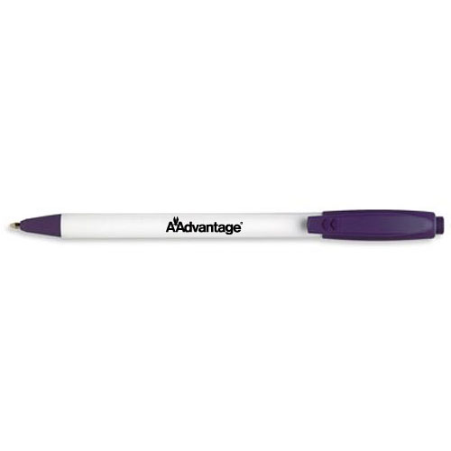 Papermate Sport Retractable Pen White Barrel Purple Trim